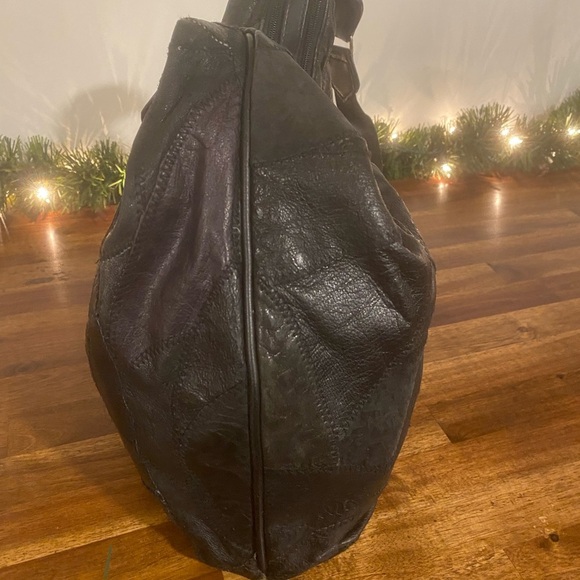 Vintage Patchwork Black Hobo Shoulder Bag - Picture 3 of 6